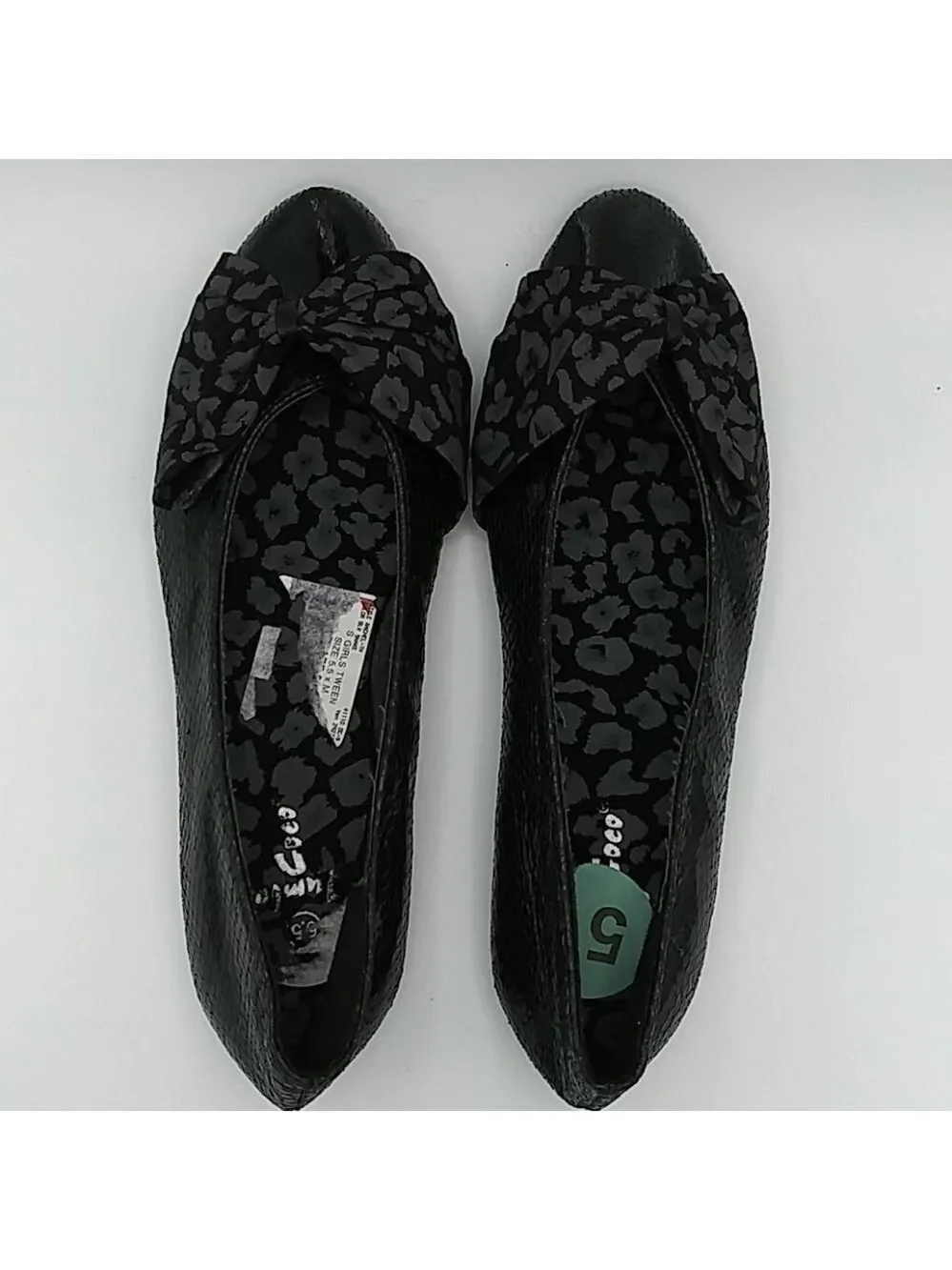 COCO Jumbo Black Snake Skin Pointed Toe Flat Shoe